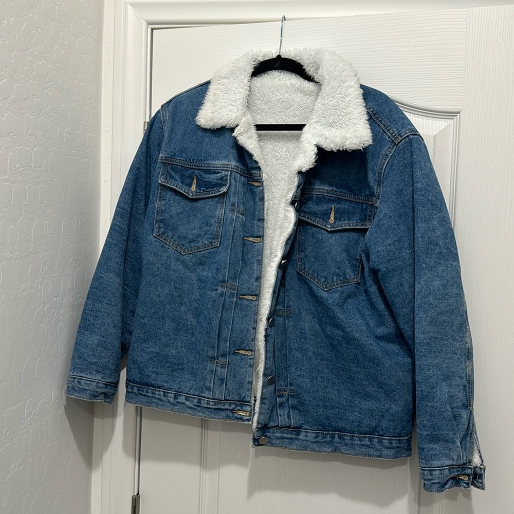 Dark Wash Denim Sherpa Jacket